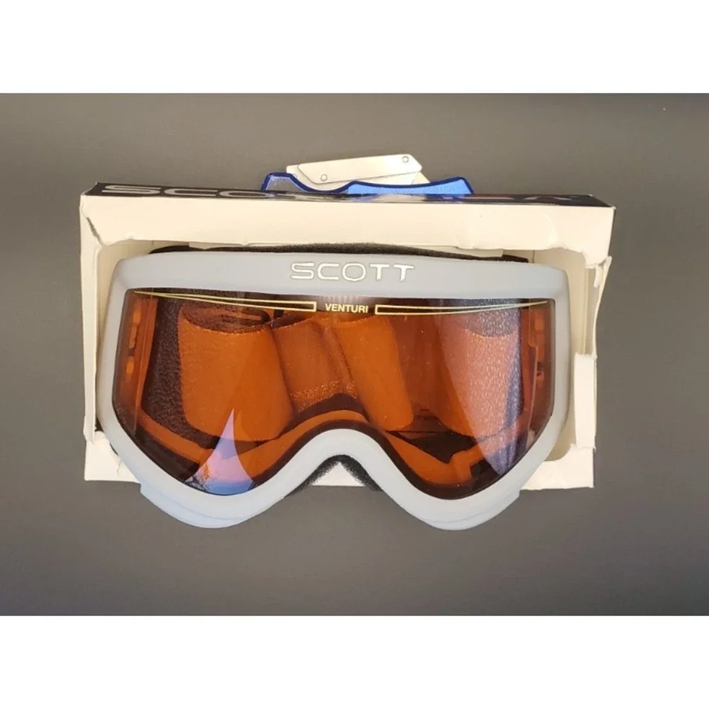 NOS Vintage Scott USA Venturi  Gray Goggles Gray Gold Fringe Original Packaging